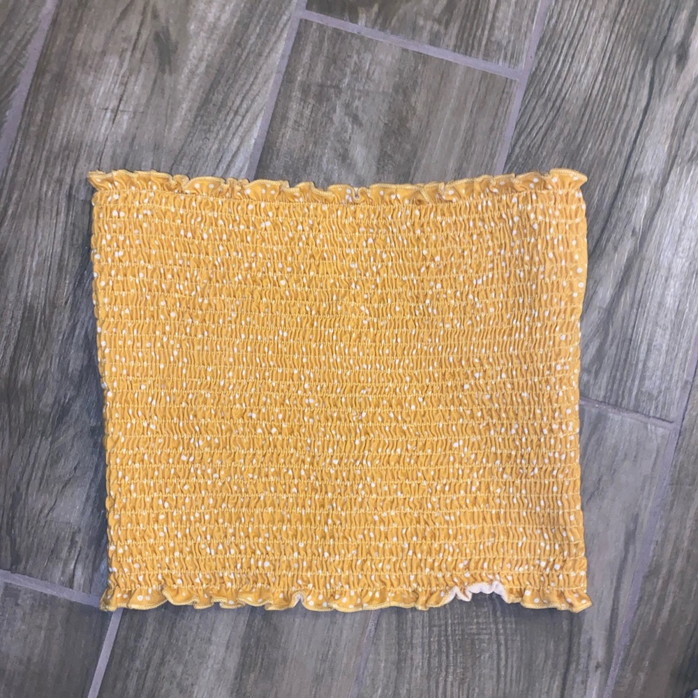 Yellow and white tube top